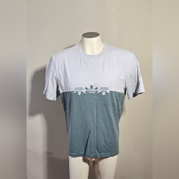 Adidas Shirt Adult Medium Green Embroidered Trefoil Logo Short Sleeve Crew Tee - Picture 1 of 5